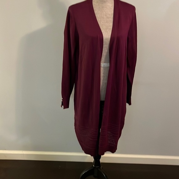 Lety and Me eggplant size 2X cardigan.  Long lines. - Picture 1 of 6